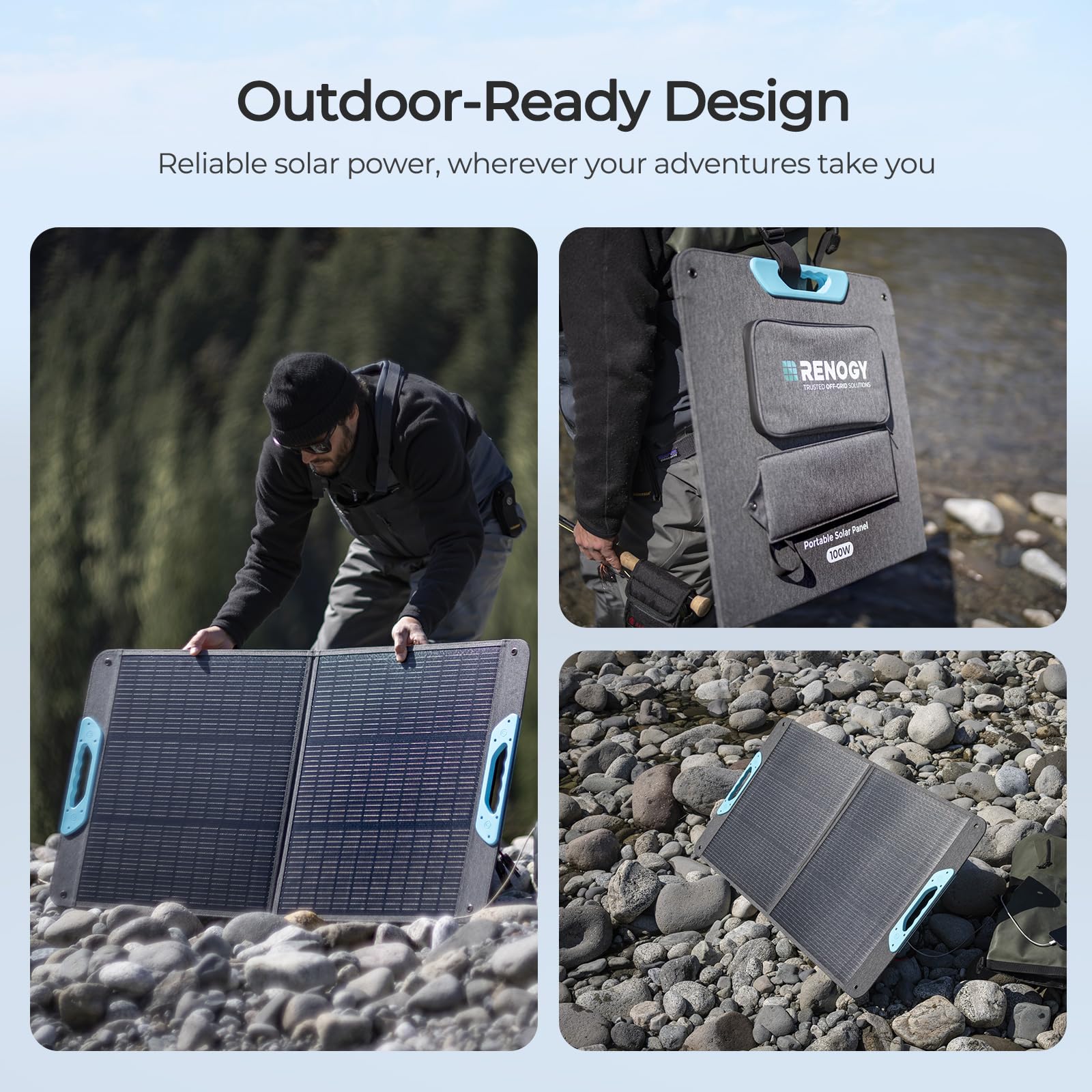 Renogy 100 Watt Portable Solar Panel, N-Type Foladable 100W Solar Panels w/Kickstands, 25% High Efficiency Solar Charger for Power Station, USB-A&Type-C Output, for Camping, RV, SUV, Off-Grid Outdoor - Image 7