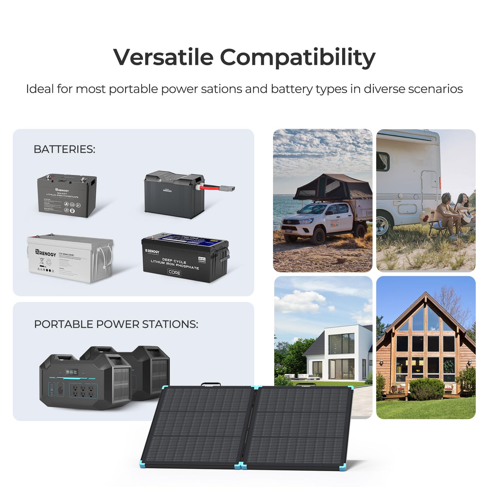 Renogy 100 Watt Solar Panel Suitcase, N-Type 100W Portable Foldable Solar Panels, 25% High Efficiency with 19% Lighter, Fast Setup with Kickstands, IP67 Waterproof for RV, Camping, Off-Grid, Blackouts - Image 8