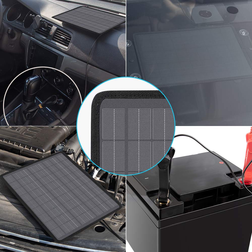 Renogy 10W Solar Trickle Charger Portable Battery Maintainer with Lighter Plug/Alligator Clips/Battery Cables for Car Boat Marine Motorcycles Truck - Image 5