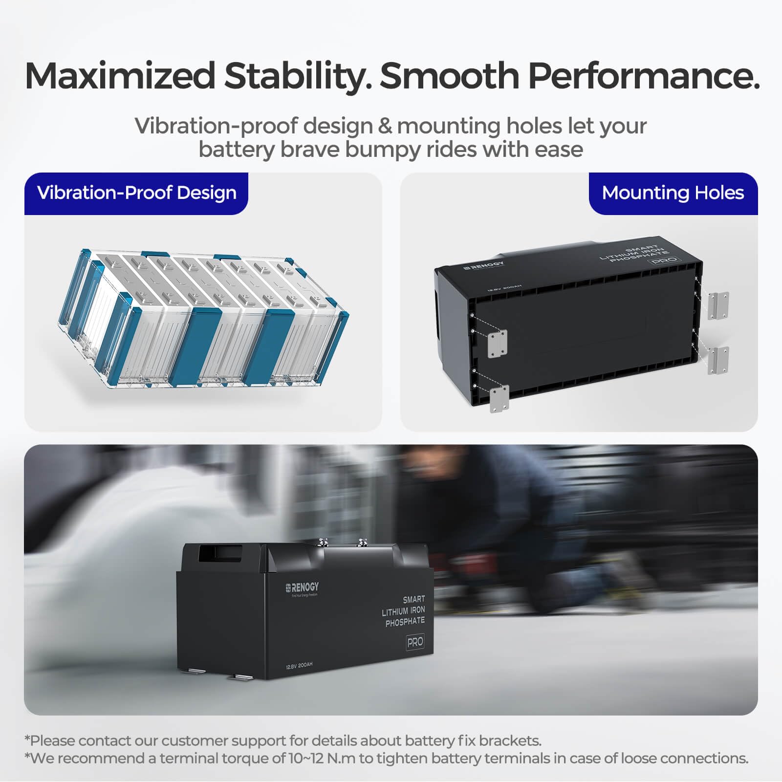 Renogy 12V 200Ah Bluetooth Self-Heating Lithium LiFePO4 Deep Cycle Battery, 5000+Deep Cycles, dust-Proof IP67, Backup Power for RV, Cabin, and Marine Applications-Pro Series - Image 4