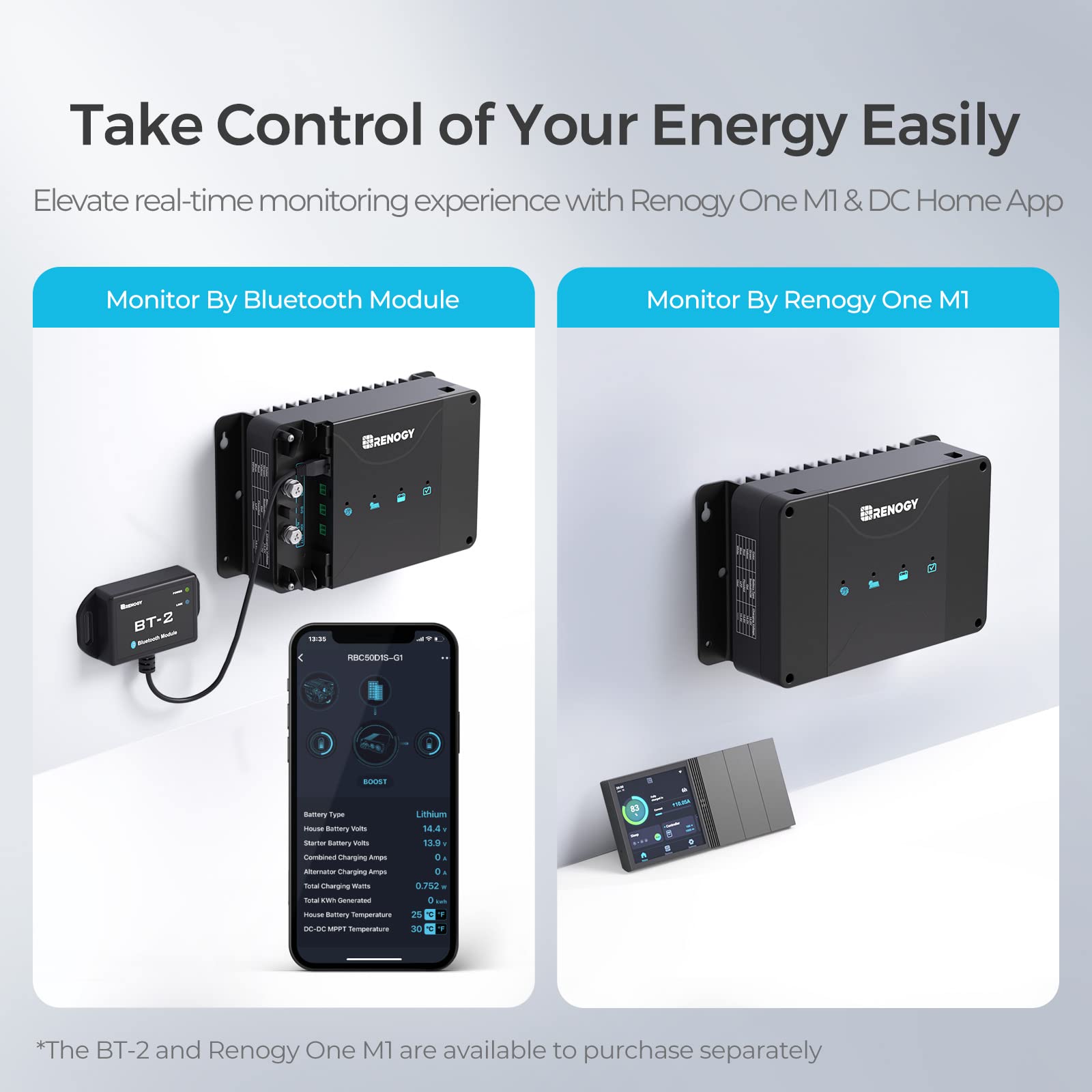 Renogy 12V 50A DC to DC Battery Charger with MPPT, On-Board Battery for Gel, AGM, Flooded and Lithium Batteries, Using Multi-Stage Charging, Solar Panel and Alternator - Image 4