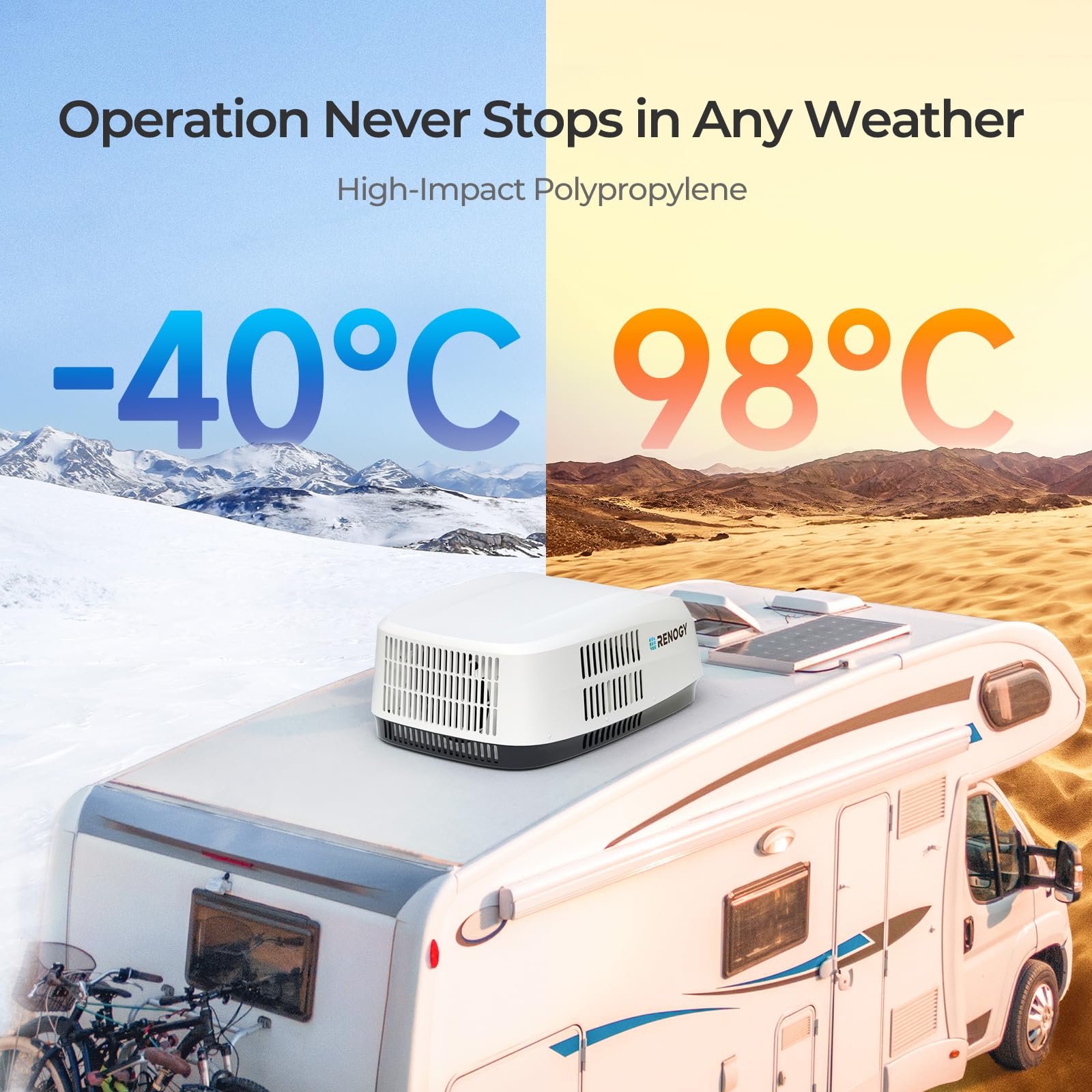 Renogy 15,000 BTU 3-in-1 RV Air Conditioner with Heat Pump, Ultra Quiet 43dB, Fast Cooling & Heating for Up to 30㎡, 350 CFM Dual-Motor System, Low-Profile Rooftop AC w/HD Filter, UV-Resistant Housing - Image 6