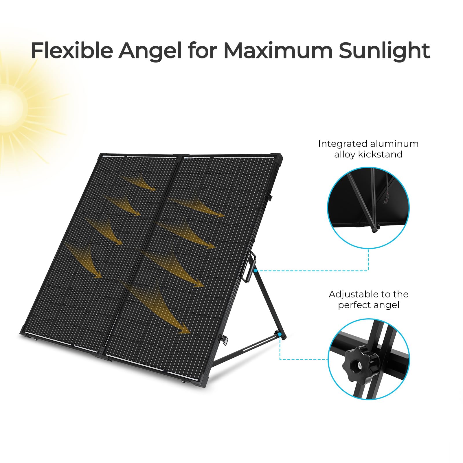 Renogy Solar Panels, 200W RV Solar Panel Kit for Power Station, Portable Solar Panel with Waterproof 20A Charge Controller, Sturdy Kickstand, IP65 Waterproof, for Outdoor Camping, RV, Emergency Backup - Image 4