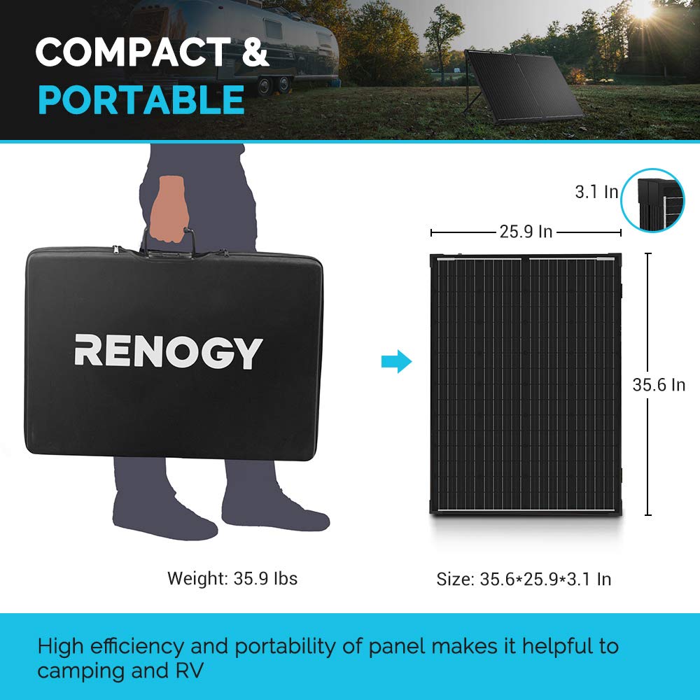 Renogy 200W 12V Portable Solar Panels Suitcase with Waterproof 20A Charge Controller, Foldable 200 Watt Solar Panel W/ Adjustable Kickstand, Solar Charger for Power Station, RV, Camping, SUV, Off Grid - Image 4