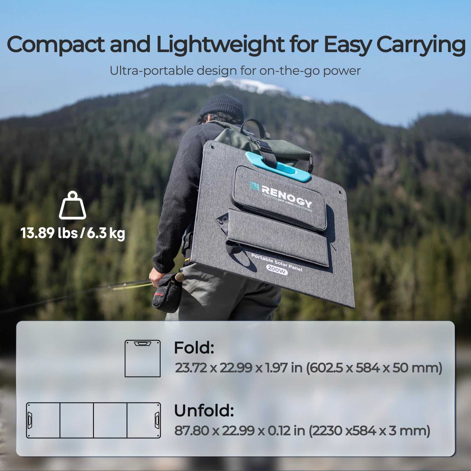 Renogy 200W Portable Solar Panel, 25% High Efficiency N-Type Foldable Solar Charger for Power Station, with Adjustable Kickstand, USB-A Type-C Output, for Camping, RV, SUV, Off-Grid Outdoor Hurricane - Image 3