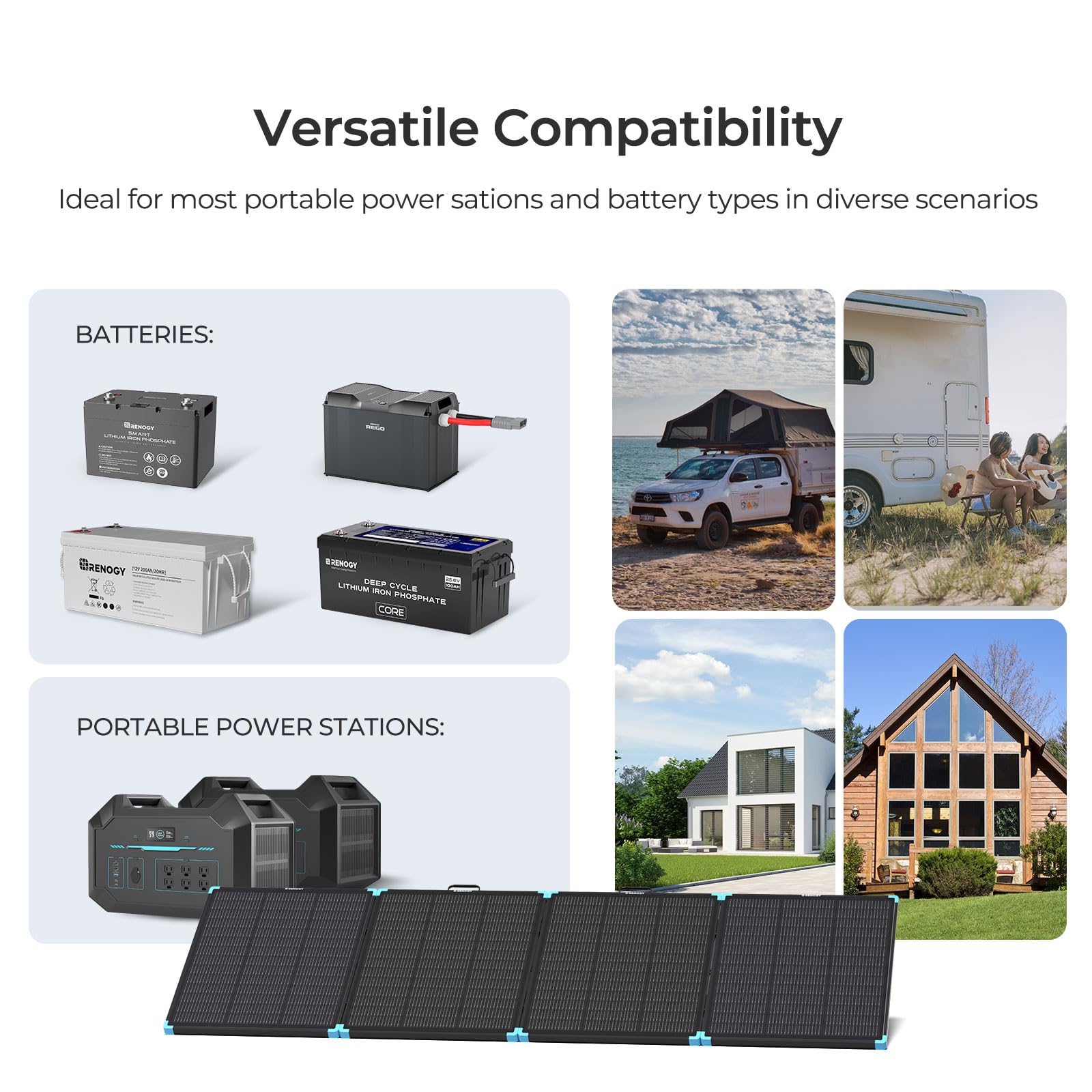 Renogy 300W Portable Solar Panel Suitcase, 25% High Efficiency N-Type Foldable Solar Charger for Power Station, Durable for Decades, 17% Lighter with Kickstands, for RV Camping Off-Grid Blackouts - Image 6