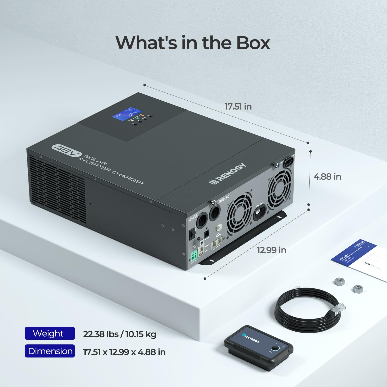 Renogy 3500W Hybrid Solar Inverter Charger, 48V DC to 120V AC Pure Sine Wave Inverter with Built-in 80A MPPT Charge Controller and Bluetooth, All in one for Home Energy Storage, Off-Grid - Image 7