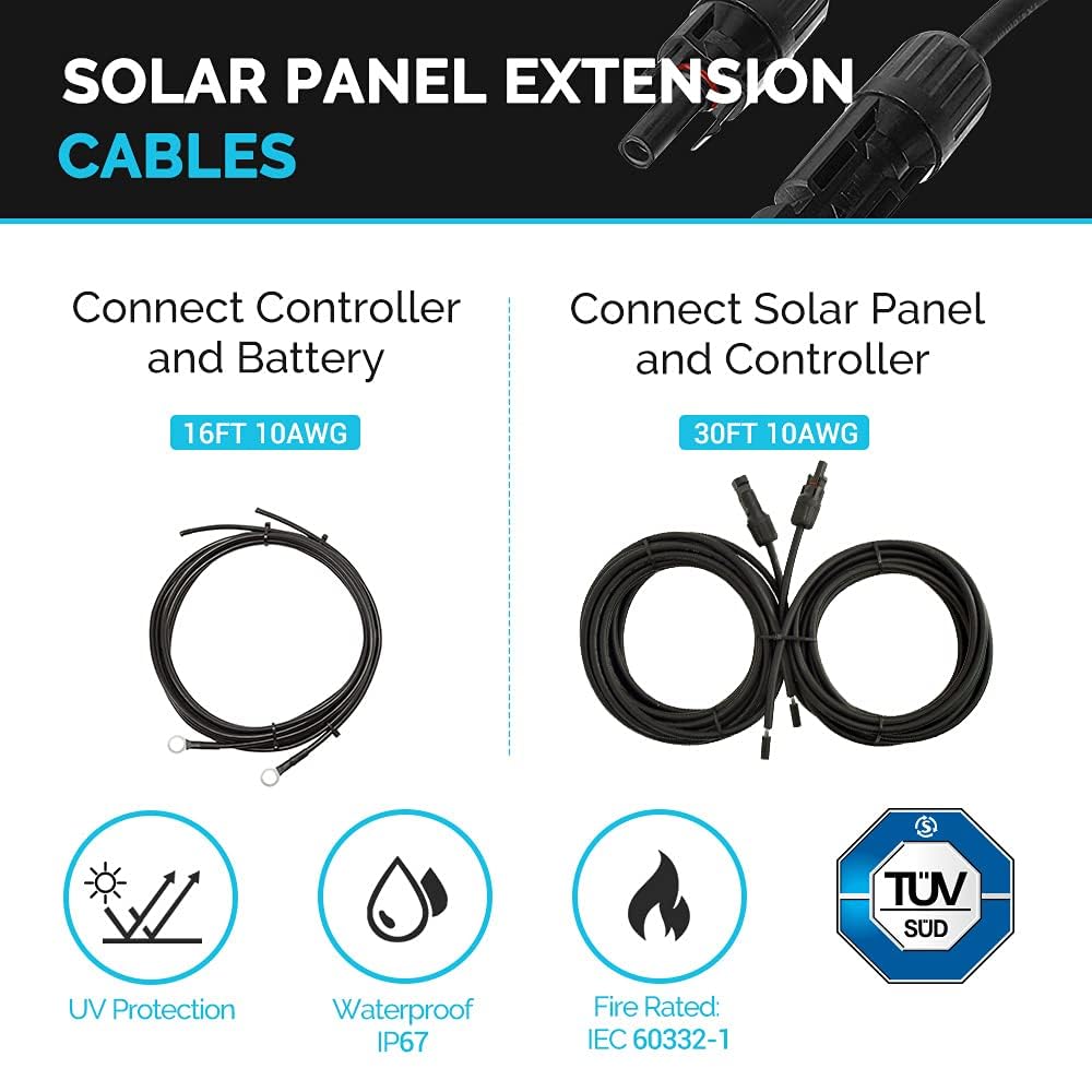 Renogy 400W 12V RV Solar Panel Kit, 4*100 Watt Monocrystalline Solar Panel, Adventurer 30A LCD PWM Charge Controller, BT1 Bluetooth Module,Mounting Brackets, Y-Connectors, Cables for Off-Grid System - Image 5