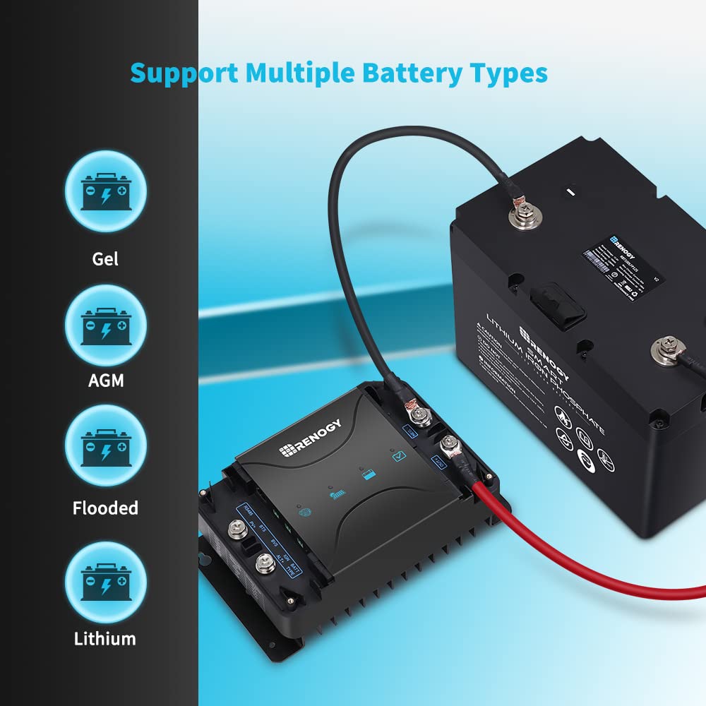 Renogy 50 Amp MPPT Charge Controller 12V MPPT Solar Charge Controller, Capable for Solar Panel and Alternator Power Input, with DC to DC Battery Charger Function, for Gel, AGM, and Lithium Batteries - Image 7