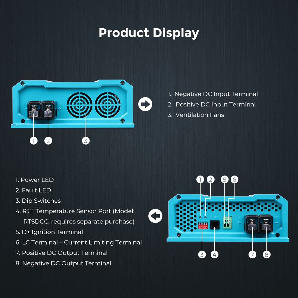 Renogy DC to DC Charger 12V 60A Lifepo4 Battery Charger - On-Board Marine/RV/Boat & Car Battery Chargers for AGM, Gel, Flooded, Lithium - Multi-Stage Smart Charging - Image 5