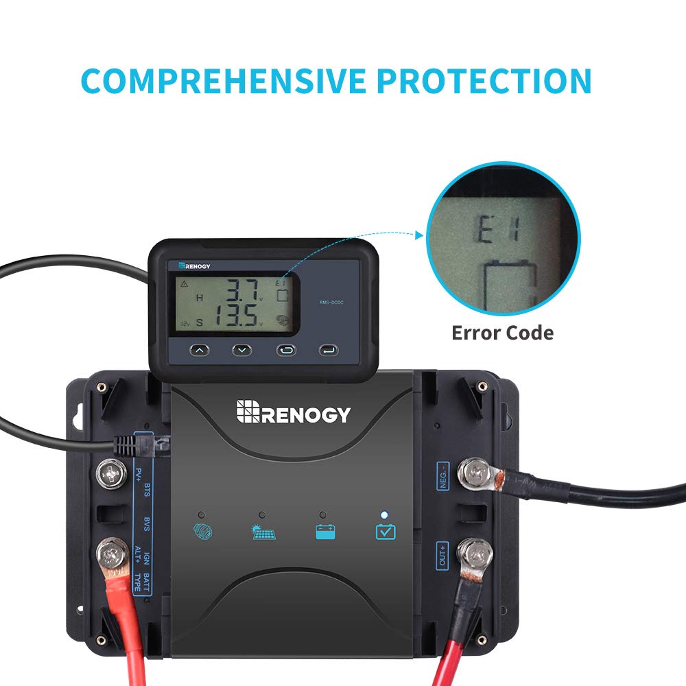 Renogy Monitoring Screen for 12V 30/50A DC MPPT on-board Battery Charger, Flush-mount with Backlit LCD, Real-time Tracking - Image 6
